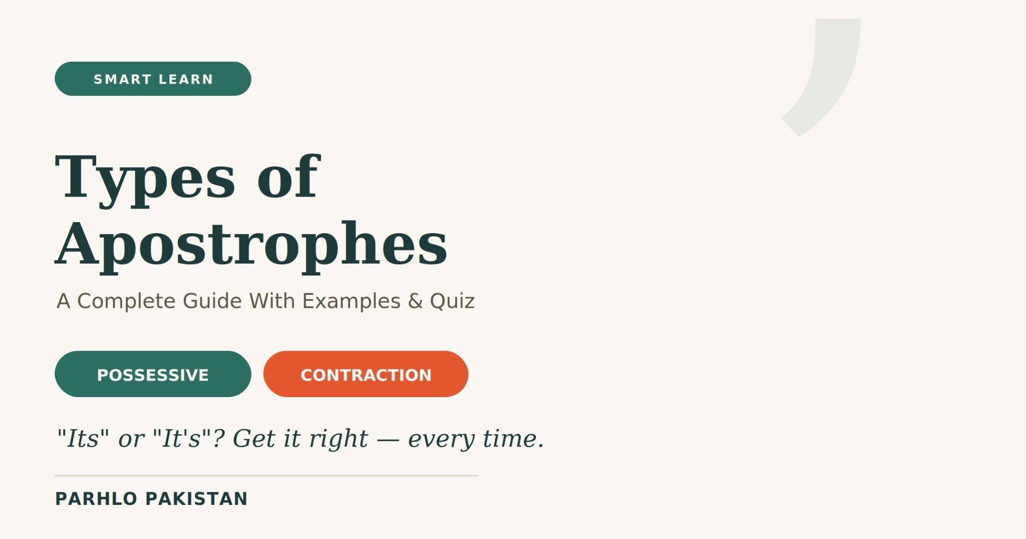 Types of Apostrophes: A Complete Guide With Examples